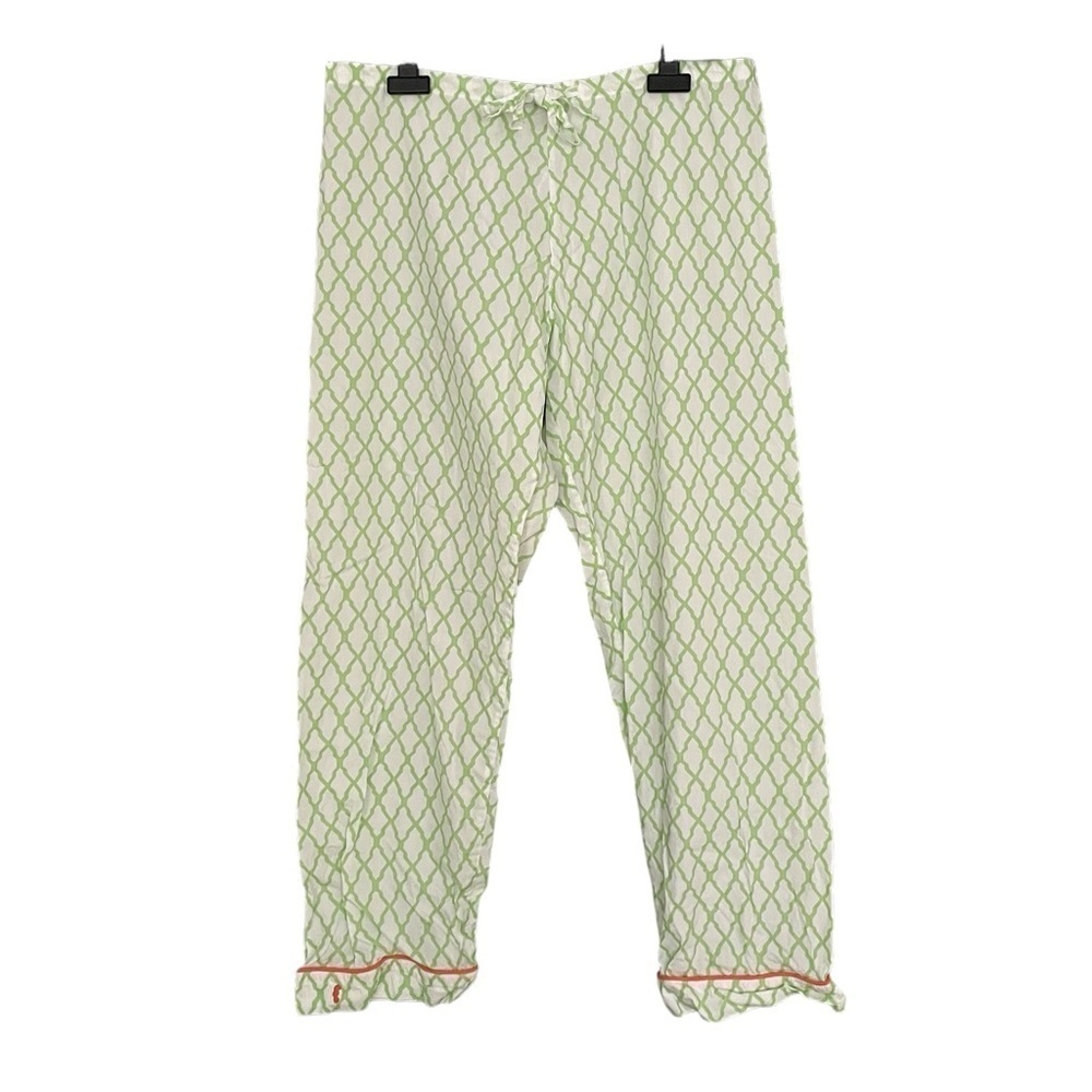MARIGOT Cotton Pyjama Bottoms Print White Green S